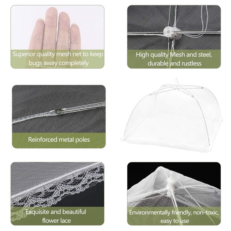 Onarway 6 Pack Food Covers 17 Inch Pop-Up Encrypted Mesh Plate Serving Tents, Fine Net Screen Umbrella for Outdoors, Parties, Picnics, BBQs, Reusable and Collapsible - Image 4